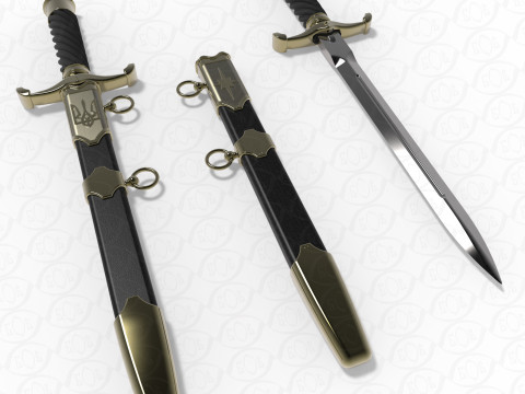 Officers dirk of the Ukrainian Navy in full assembly 3D Model