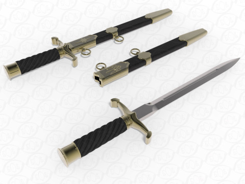 Officers dirk of the Ukrainian Navy in full assembly 3D Model