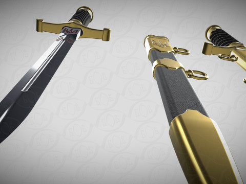 Officers dirk of the Ukrainian Navy in full assembly 3D Model