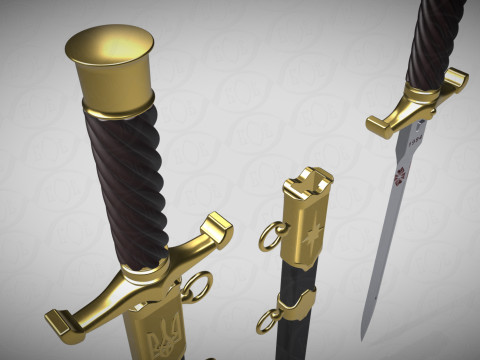 Officers dirk of the Ukrainian Navy in full assembly 3D Model