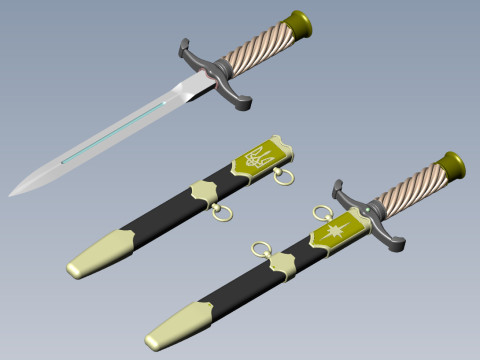 Officers dirk of the Ukrainian Navy in full assembly 3D Model