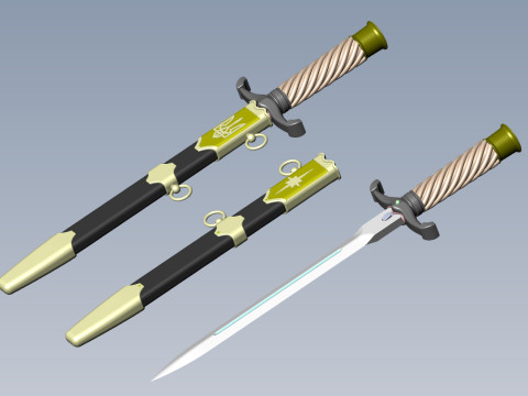 Officers dirk of the Ukrainian Navy in full assembly 3D Model