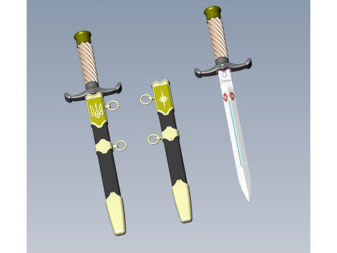Officers dirk of the Ukrainian Navy in full assembly 3D Model