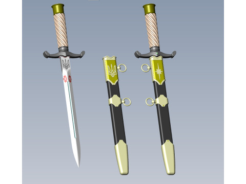 Officers dirk of the Ukrainian Navy in full assembly 3D Model