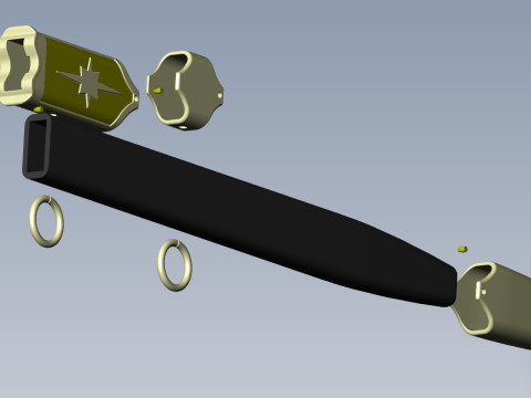 Officers dirk of the Ukrainian Navy in full assembly 3D Model