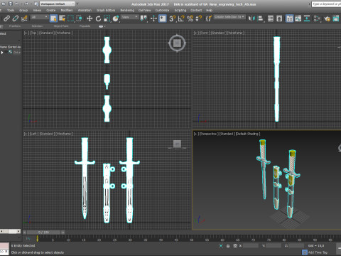 Officers dirk of the Ukrainian Navy in full assembly 3D Model