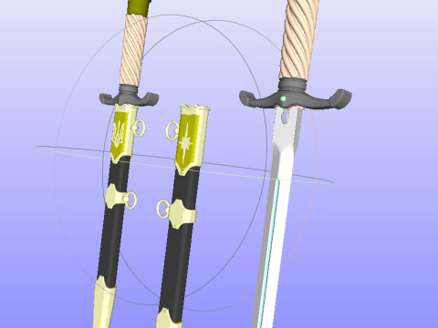 Officers dirk of the Ukrainian Navy in full assembly 3D Model