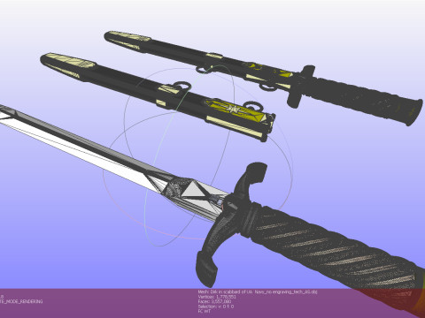 Officers dirk of the Ukrainian Navy in full assembly 3D Model