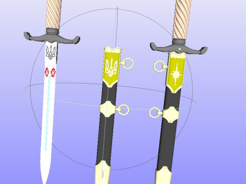 Officers dirk of the Ukrainian Navy in full assembly 3D Model