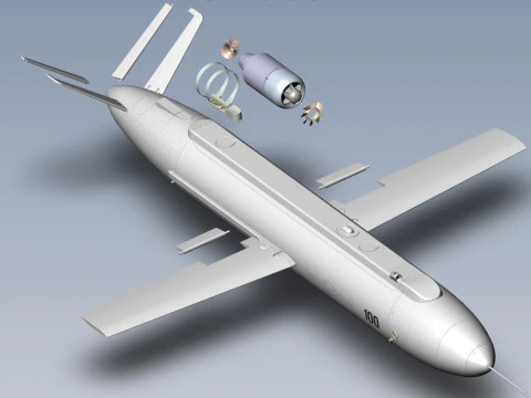 Ukrainian cruise missile drone PEKLO Detailed engineering 3D Model