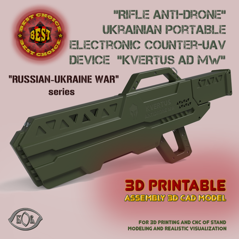 Antidrone Rifle electronic counter-UAV device KVERTUS AD MW Modelo 3D .c4d .max .obj .3ds .fbx .stl .blend