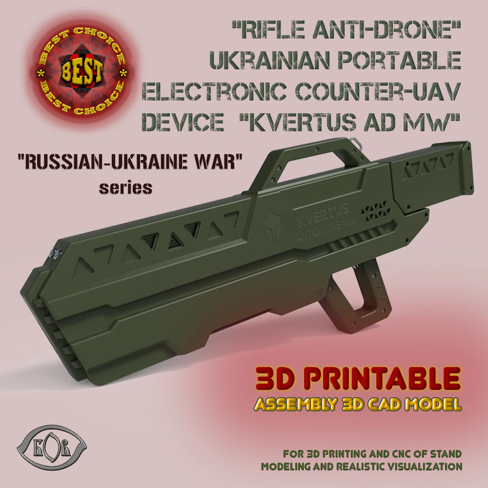 Antidrone Rifle electronic counter-UAV device KVERTUS AD MW 3D Model .c4d .max .obj .3ds .fbx .stl .blend 