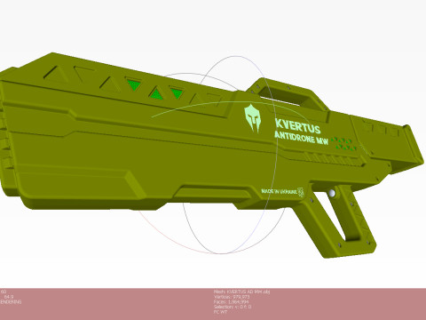 Antidrone Rifle electronic counter-UAV device KVERTUS AD MW Modelo 3D