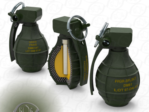 German DM61 DM61A1 hand grenade assembly moulage 3Dモデル