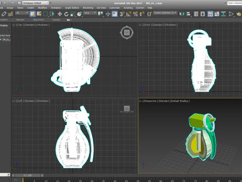 German DM61 DM61A1 hand grenade assembly moulage 3D Model