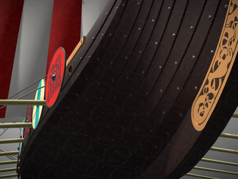 Drakkar is a Viking warship by Oseberg ship 820 AD 3D Model