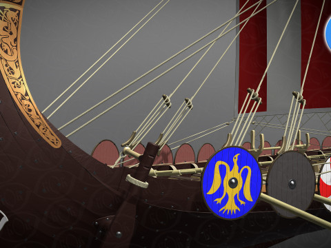 Drakkar is a Viking warship by Oseberg ship 820 AD 3D Model