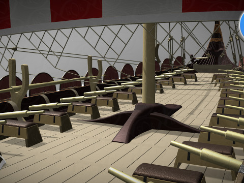 Drakkar is a Viking warship by Oseberg ship 820 AD 3D Model