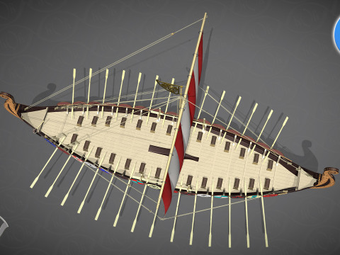 Drakkar is a Viking warship by Oseberg ship 820 AD 3D Model