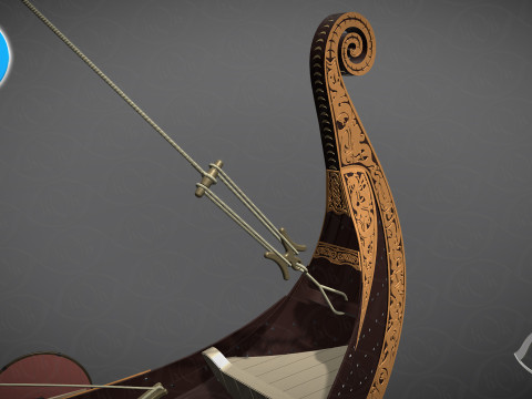 Drakkar is a Viking warship by Oseberg ship 820 AD 3D Model