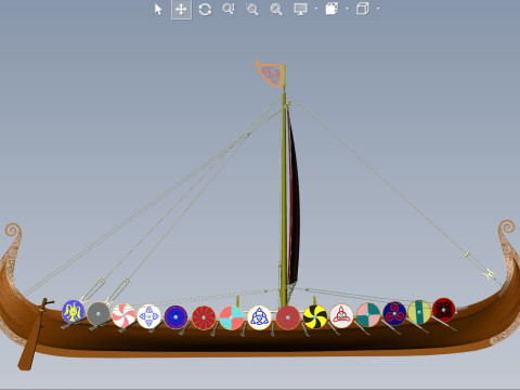 Drakkar is a Viking warship by Oseberg ship 820 AD 3D Model
