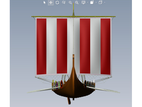 Drakkar is a Viking warship by Oseberg ship 820 AD 3D Model