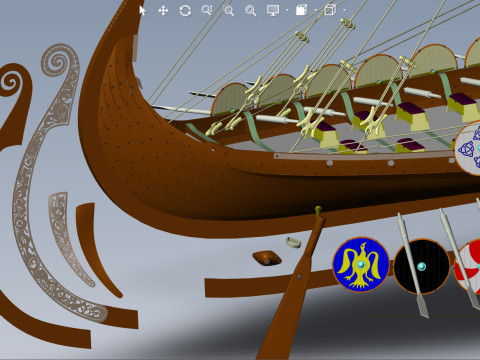 Drakkar is a Viking warship by Oseberg ship 820 AD 3D Model