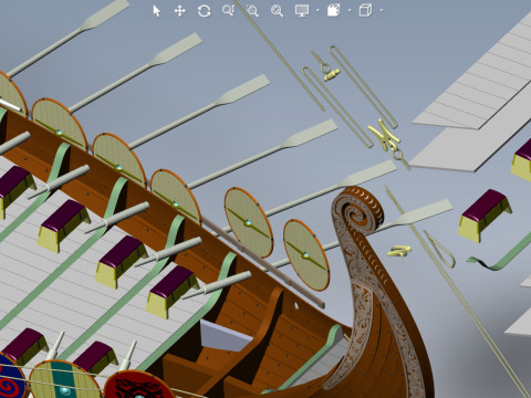 Drakkar is a Viking warship by Oseberg ship 820 AD 3D Model