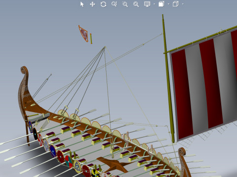 Drakkar is a Viking warship by Oseberg ship 820 AD 3D Model