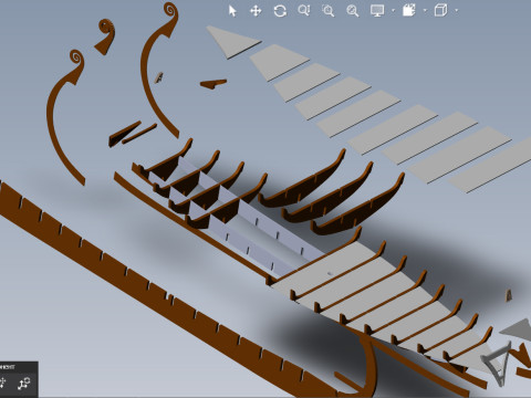 Drakkar is a Viking warship by Oseberg ship 820 AD 3D Model