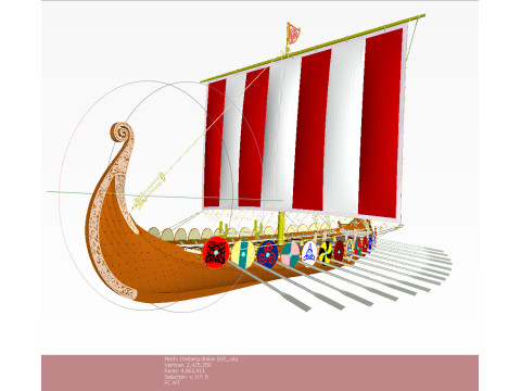 Drakkar is a Viking warship by Oseberg ship 820 AD 3D Model