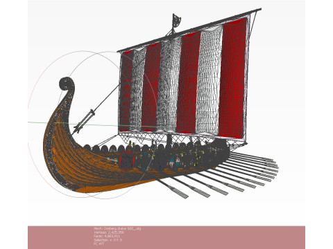 Drakkar is a Viking warship by Oseberg ship 820 AD 3D Model