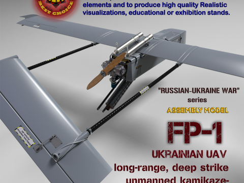 Ukrainian UAV FP-1 long range deep-strike air drone Fire Point Model 3D