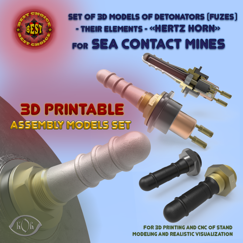 HERTZ HORN NAVAL SEA MINE DETONATOR FUZES SET Printable moulage Modelo 3D .c4d .max .obj .3ds .fbx .stl .blend