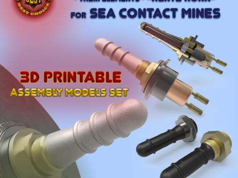 HERTZ HORN NAVAL SEA MINE DETONATOR FUZES SET Printable moulage 3Dモデル