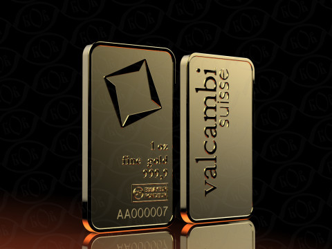 BARRA DE ORO 1oz VALCAMBI ONZA TROY Modelo 3D