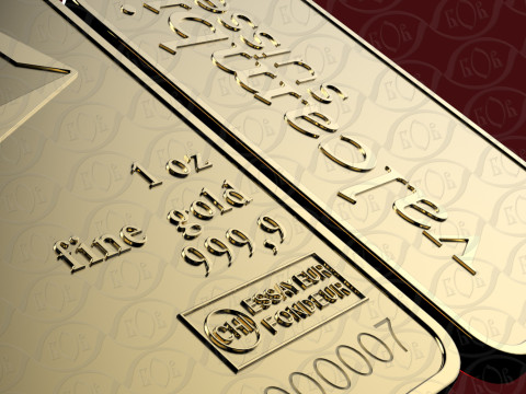 BARRA DE ORO 1oz VALCAMBI ONZA TROY Modelo 3D