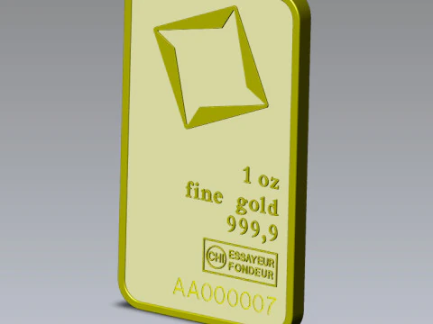GOLD BAR 1oz VALCAMBI TROY OUNCE 3D Model