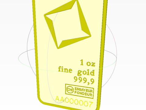 BARRA DE ORO 1oz VALCAMBI ONZA TROY Modelo 3D