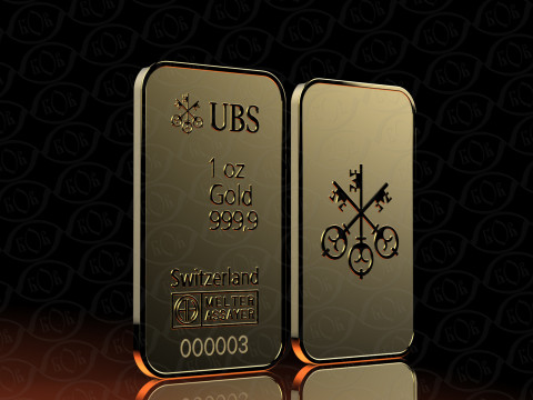 골드바 1온스 UBS 트로이 온스 3D 모델