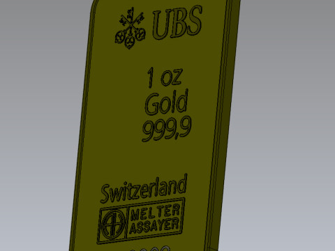 골드바 1온스 UBS 트로이 온스 3D 모델