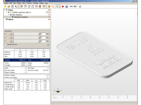 골드바 1온스 UBS 트로이 온스 3D 모델