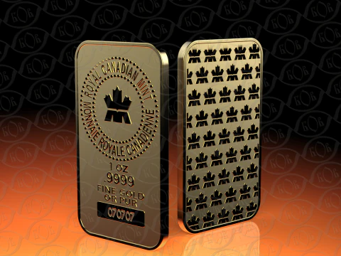 GOLD BAR 1oz Royal Canadian Mint TROY OUNCE 3D Model