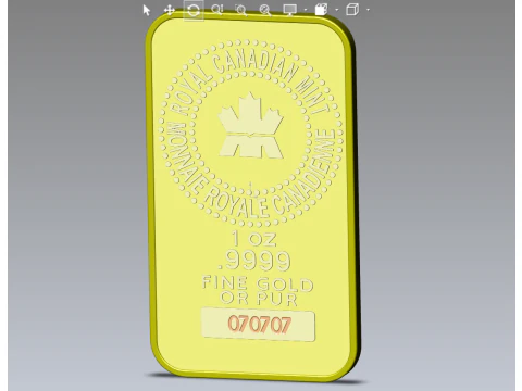 GOLD BAR 1oz Royal Canadian Mint TROY OUNCE 3D Model