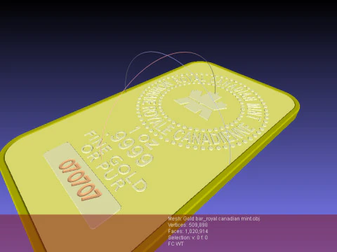 GOLD BAR 1oz Royal Canadian Mint TROY OUNCE 3D Model