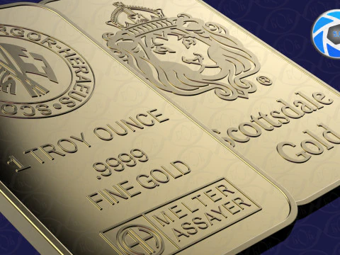 GOLD BAR 1oz Scottsdale Mint TROY OUNCE 3D Model