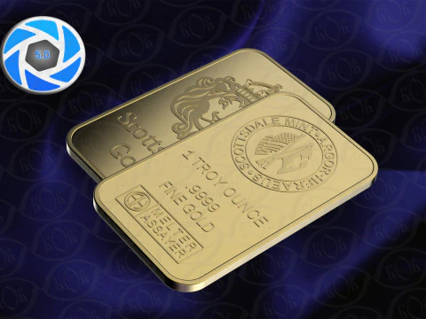 GOLD BAR 1oz Scottsdale Mint TROY OUNCE 3D Model