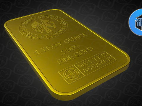 GOLD BAR 1oz Scottsdale Mint TROY OUNCE 3D Model