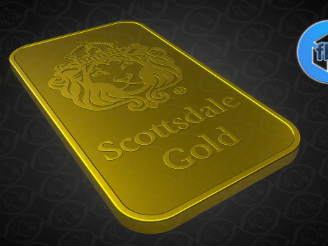 GOLD BAR 1oz Scottsdale Mint TROY OUNCE 3D Model