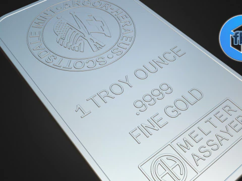 GOLD BAR 1oz Scottsdale Mint TROY OUNCE 3D Model